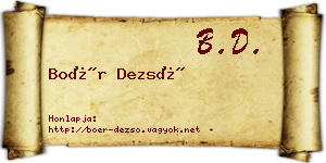 Boér Dezső névjegykártya